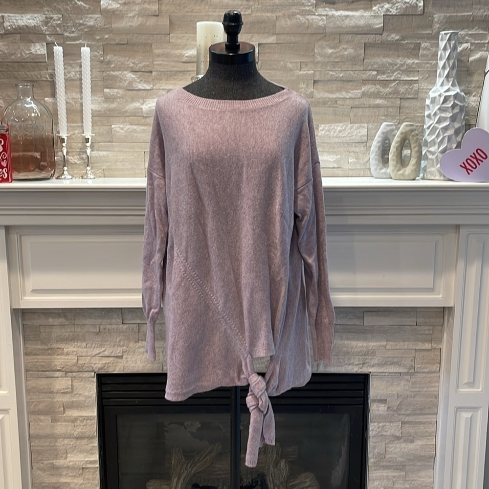 J Crew Tie Waist Boatneck Sweater Lilac Purple Wool Blend Medium